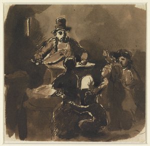 Crianças à volta do fogo de um vendedor de castanhas (?) de Nicolas Toussaint Charlet