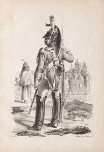 Trajes militares: Granadeiro da Guarda Real, 1814-18. de Nicolas Toussaint Charlet