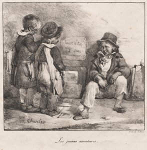 Caderno de desenho para o uso de crianças pequenas: Os jovens amadores, 1822. de Nicolas Toussaint Charlet