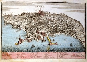 Mapa da cidade de Nápoles. Mapa de Le Fer