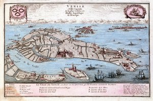 Mapa da cidade de Veneza. Mapa de Le Fer