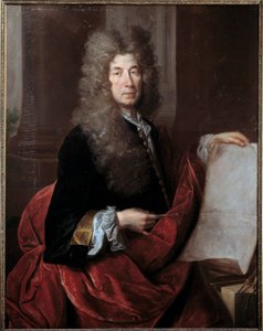 Retrato de Jules Hardouin Mansart (1646-1708) arquitecto e superintendente dos edifícios do rei Luís XIV Pintura de Nicolas de Largilliere (1656-1746) Metz do século XVII, Musee des Beaux Arts de Nicolas de Largillière