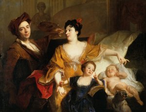 Autorretrato do artista com a sua família, c.1704 (óleo sobre tela) de Nicolas de Largillière