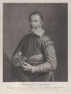 Retrato de um Comediante: retrato de Francesco Andreini segurando uma máscara, 1729-40., 1729-40.
