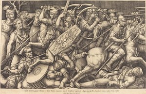 Soldados romanos lutando contra os dácios de Nicolaus Beatrizet