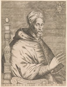 Retrato do Papa Gregório XIV, sentado
Gregory XIII Pon. Max (título sobre o objecto). de Nicolaus van Aelst (attributed to)