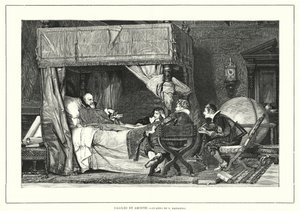 O astrônomo italiano Galileo Galilei em Arcetri, Itália, onde morreu em 1642 (Litho) de Nicolo (after) Barabino