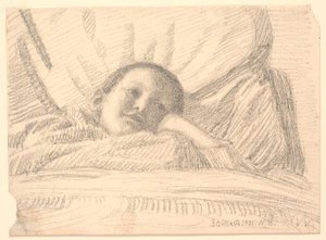 Criança (menina?) deitada na cama