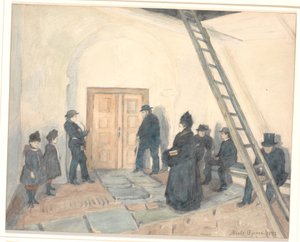 Da varanda de uma igreja da aldeia de Niels Jakob Jakobsen Bjerre
