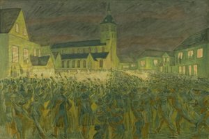 O trem da tocha 1867 para H.C. Andersen em Odense de Niels Larsen Stevns