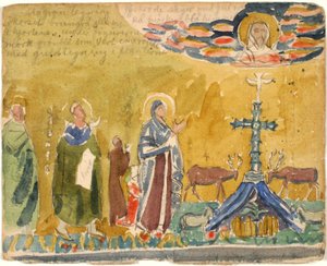 Cópia após mosaico cristão primitivo, bem como notas de Niels Larsen Stevns