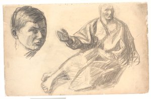 A figura de Cristo e uma cabeça de Niels Larsen Stevns