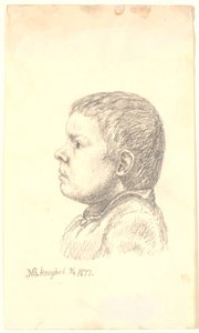 Retrato de menino de perfil à esquerda