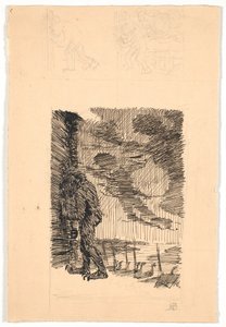 O troll Grendel espia pela janela em Hjorthal de Niels Skovgaard