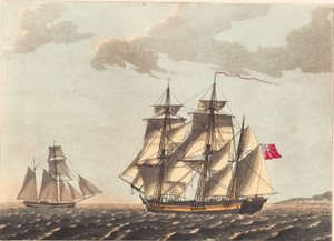 Um galease para - e uma barca inglesa sob o vento
