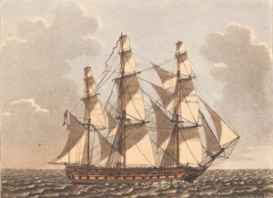 Um navio Orlog dinamarquês, para ser visto a barlavento com um vento lateral