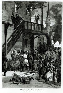 Matança dos judeus na Rússia, gravada por Gustave Voulquin (fl.1880-90) no Le Journal Illustre, junho de 1881 (foto bw) de Nielsen