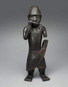 Figura de um Hornblower, nigeriano, c.1504-50 (liga de cobre)
