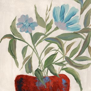 Flores azuis em vaso vermelho de Nikita Jariwala