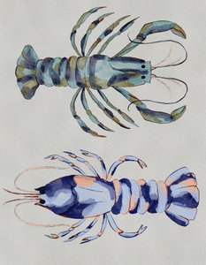 Aquarela «Lagostas Azuis» de Nikita Jariwala