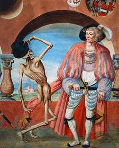 Contagem de Morte, detalhe Morte, Duque e Conde do ciclo de Dança da Morte de Albrecht Kauw