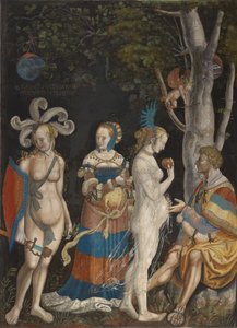 O Julgamento de Paris, 1517-18 (mídia mista não envernizada sobre tela)
