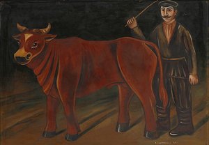 Agricultor com touro de Niko Pirosmani