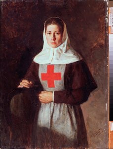 Une infirmiere (A Nurse) - Pintura de Nikolai Alexandrovich Yaroshenko (Yaroshenko) (1846-1898), óleo sobre papelão