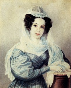 Retrato de Camilla Ivasheva Le Dantieau 1808-1839, esposa de Decembrist Vasily Ivashev, 1834