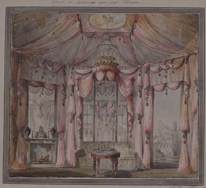 Design de interiores para o boudoir na Casa Count Bezborodko em Moscou, década de 1790 de Nikolai Alexandrovich Lvov