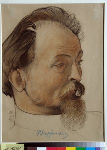 Retrato de Felix Dzerzhinsky (1877-1926), revolucionário bolchevique, fundador e líder da Cheka (Feliks E. Dzerzhinsky) - Desenho de Nikolai Andreevich (1873-1932), sangue e giz sobre papel (32,3x24,3 cm)