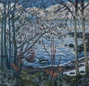 Pássaro na rocha (pintura) de Nikolai Astrup