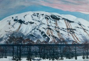 Manhã fria de Abril com avalanche (Snow Mountain), c.1909 de Nikolai Astrup