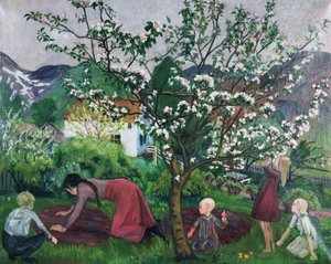 No Jardim, c.1914-15 (óleo sobre tela) de Nikolai Astrup