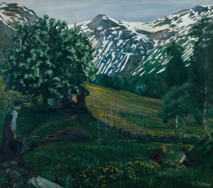Sebes de soros da noite da Primavera, c.1918 de Nikolai Astrup