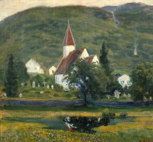 Igreja de Ålhus, verão (pintura) de Nikolai Astrup