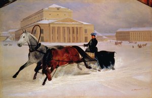 Pole Pair com um cavalo de rastreamento no Teatro Bolshoi em Moscou, 1852