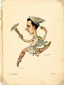 Bailarino e coreógrafo Michel Fokine De: Russian Ballet in Caricatures, 1902-1905 de Nikolai Gustavovich Legat