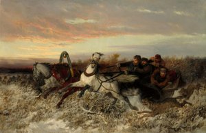 Trenó, rastreado por lobos de Nikolai Jegorowitsch Swertschkow