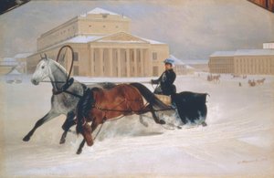 Trenó em frente ao Teatro Bolshoi em Moscou de Nikolai Jegorowitsch Swertschkow