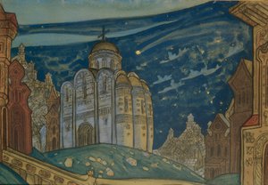Putivl. Cenografia da ópera Prince Igor de A. Borodin, 1914 de Nikolai Konstantinowitsch Roerich