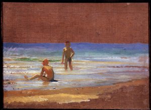 Meninos à beira-mar. Pintura de Nikolai Nikolayevich Ge (Gay) (1831-1894), óleo sobre tela, arte russa do século XIX. Galeria Estatal Tretyakov, Moscou.