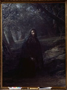 "Cristo no Jardim das Oliveiras" Jesus no Monte das Oliveiras (ou Monte do Getsémani) com vista para Jerusalém, afasta-se dos discípulos adormecidos para rezar, antes da sua prisão. Pintura por Nikolai Nikolayevich Ge (Gay) (1831-1894) 1869-1880 State Tre