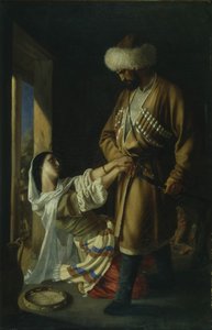 Leila e Khadji Abrek Após o poema de M. Lermontov, 1852 de Nikolai Nikolayevich Ge