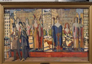 As Janelas de Paris - Pintura de Nikolai Pavlovich Ulyanov (Ulyanov) (1875-1949), óleo sobre tela de Nikolai Pavlovich Ulyanov