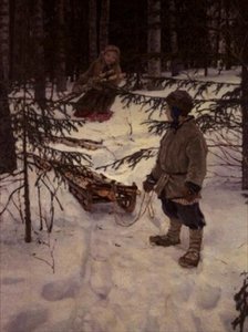 Recolhendo Lenha, Rússia de Nikolai Petrovich Bogdanov Belsky