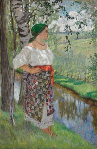 Camponesa perto de um riacho de Nikolai Petrovich Bogdanov Belsky