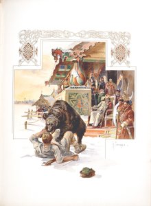 Armadilha de ursos. Ilustração para a Grão-ducal, a caça czarista e imperial na Rússia por N. Kutepov