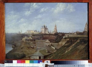 Vista da cidadela em Ryazan (Rússia). (Vista da Cidadela em Ryazan). Pintura de Nikolai Stepanovich Ivanov (1816-1891), óleo sobre tela, por volta de 1840, arte da paisagem russa do século XIX. Museu de Arte Regional Estadual I.Pozhalostin, Ryazan (Rússia) de Nikolai Stepanovich Ivanov