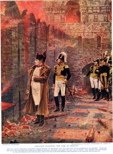 Napoleão assistindo o fogo de Moscou, ilustração de &39;Hutchinsons história das Nações&39;, c.1910 de Nikolai Stepanovich Vereshchagin